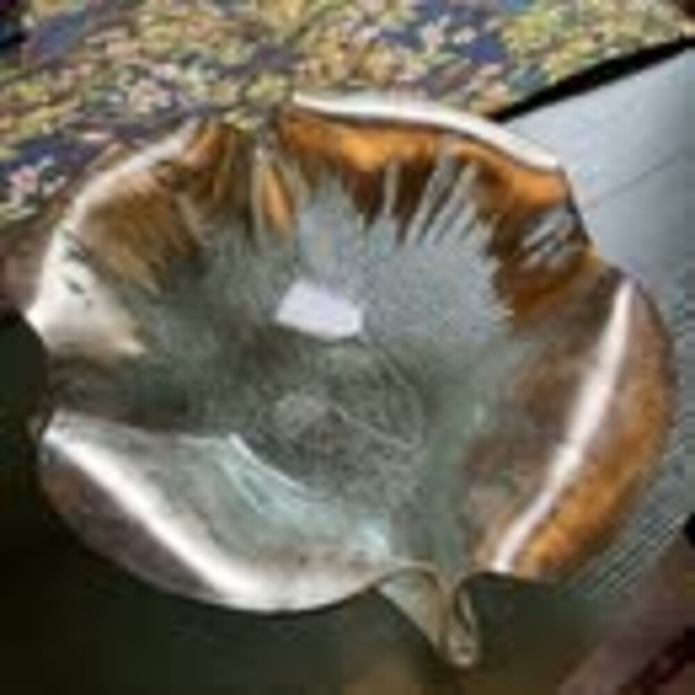VTG Dorothy Thorpe Bowl “Atomic Splash” Silver Overlay Glass Bowl MCM